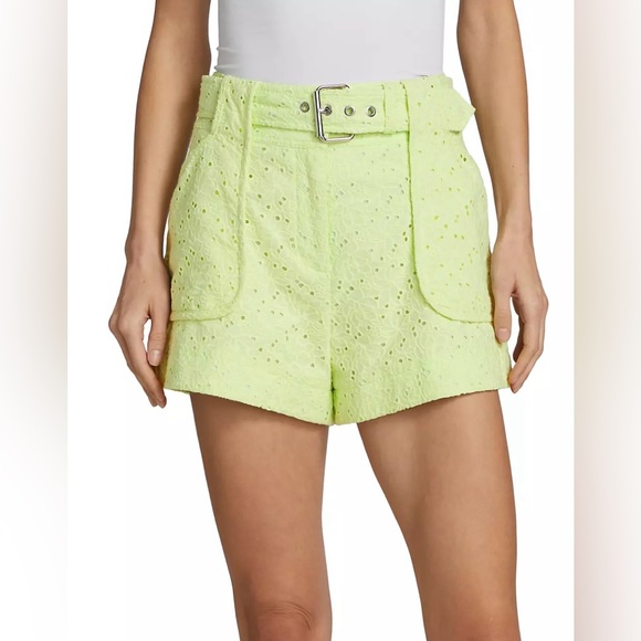 10 Crosby Derek Lam Pants - Derek Lam 10 Crosby Brat Green Eyelet Belted Shorts